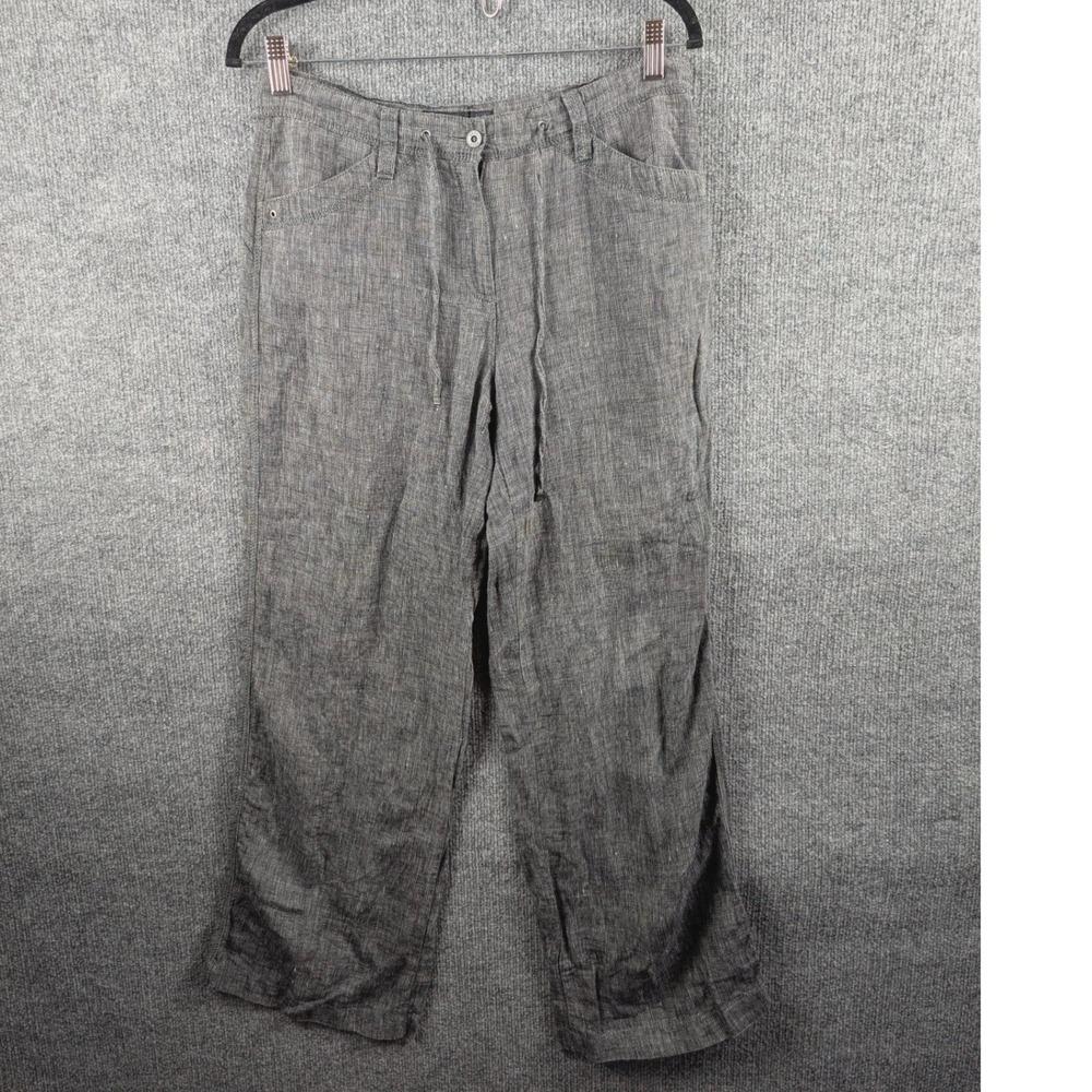 Brax Linen Marina Sport Wide Leg Pants Charcoal Grey Lagenlook Coastal 8R